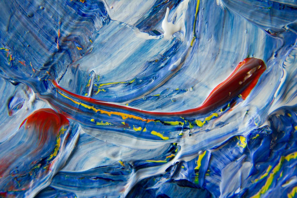 Blue, Yellow, and Red Abstract Painting